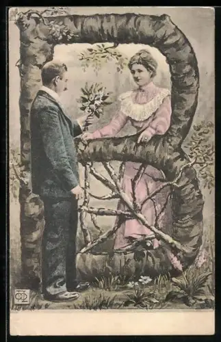 AK Liebeserklärung vor dem Buchstaben B