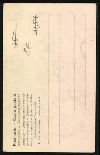 AK Frau schaukelt auf dem Buchstaben V