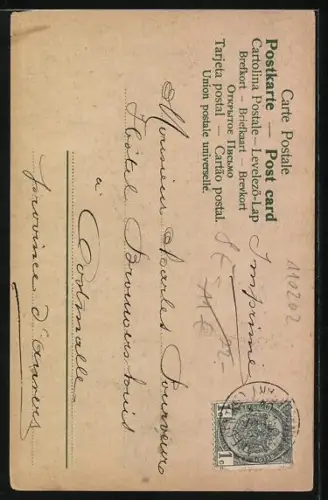 AK Partie am Bach bei Sonnenuntergang, Buchstabe D