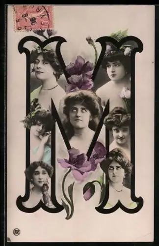 AK Frauenportraits im Buchstaben M