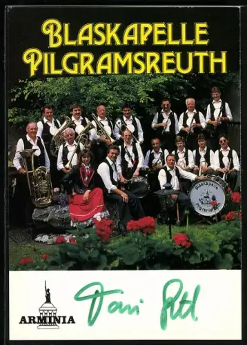 AK Musiker der Blaskapelle Pilgramsreuth, Autogramm
