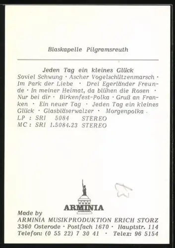 AK Musiker der Blaskapelle Pilgramsreuth, Autogramm