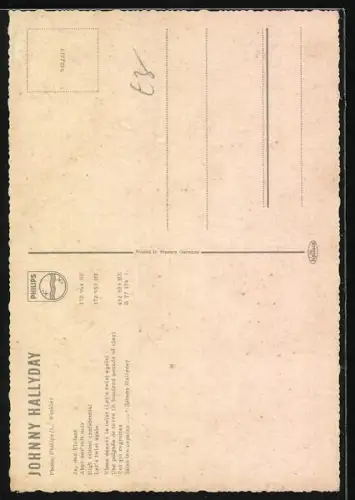 AK Musiker Johnny Hallyday schaut in die Ferne