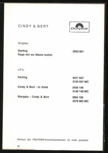 AK Musiker Cindy & Bert mit charmantem Lächeln