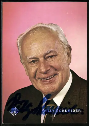 AK Musiker Willy Schneider mit lächelndem Gesicht, Autogramm