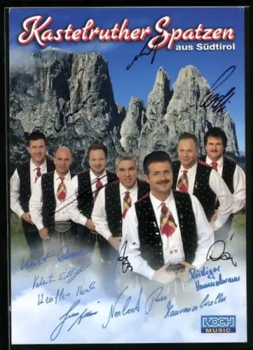 AK Kastelruther Spatzen vor Bergpanorama, Autograph