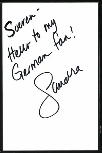 AK Sandra Rinomato mit Hand am Kinn, rückseitig Autograph