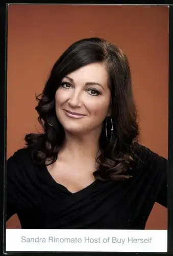 AK Sandra Rinomato, Portrait mit Ohrringen, rückseitig Autograph