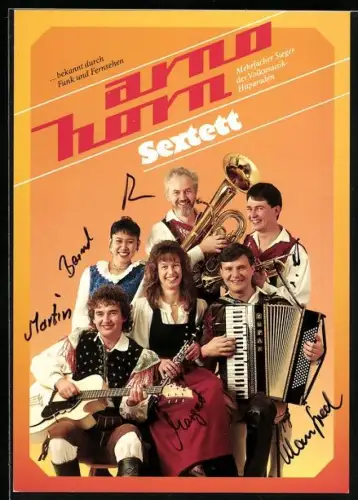AK Arno Horn-Sextett mit Instrumenten, Autograph