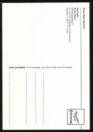 AK Arno Horn-Sextett mit Instrumenten, Autograph