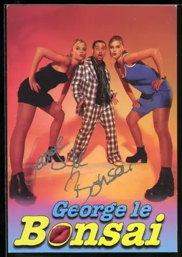 AK George le Bonsai, Portrait mit zwei Tänzerinnen, Autograph