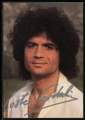 AK Costa Cordalis im weissen Hemd, Portrait mit Autograph