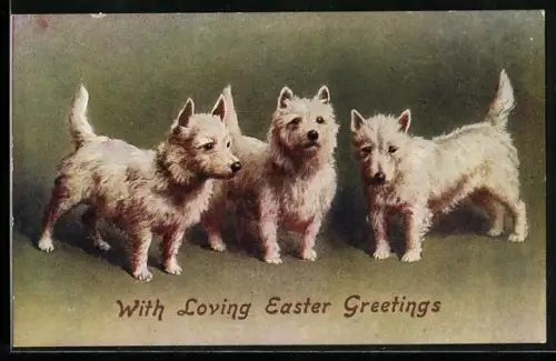 AK Drei junge Spitze, Ostergruss