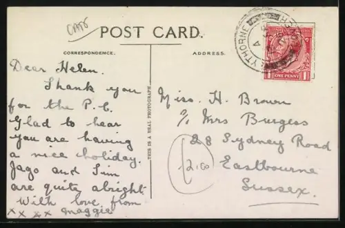 AK Hund und Katze, eng beieinander