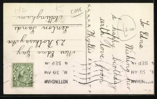 AK Kleine Katze in einem Korb