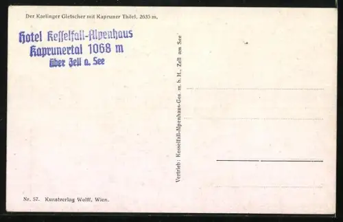 Künstler-AK der Karlinger Gletscher mit Kapruner Thörl