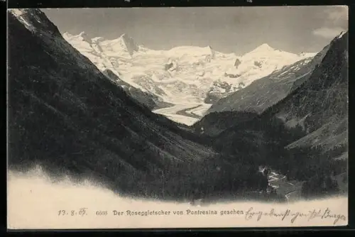 AK Roseggletscher, Gletscherpartie von Pontresina aus gesehen, um 1900