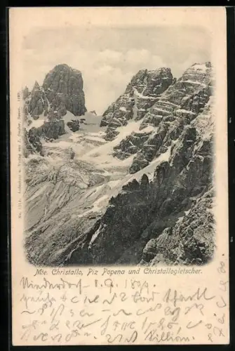 AK Christallogletscher, Mte. Christallo, Piz Popena und Gletscher