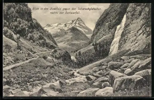 Künstler-AK Schleierfall /Nassfeld, Blick gegen den Schareckgletscher