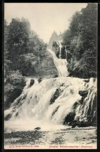 AK Meiringen, Unterer Reichenbachfall im Haslital, Wasserfall