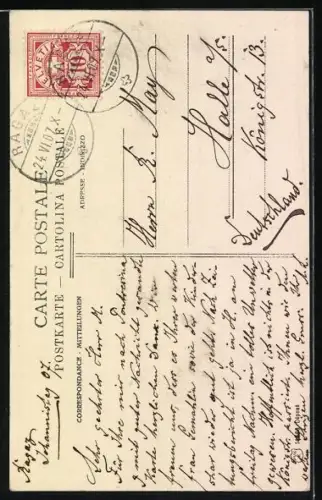 AK Taminaschlucht, Wasserfall mit Geländer