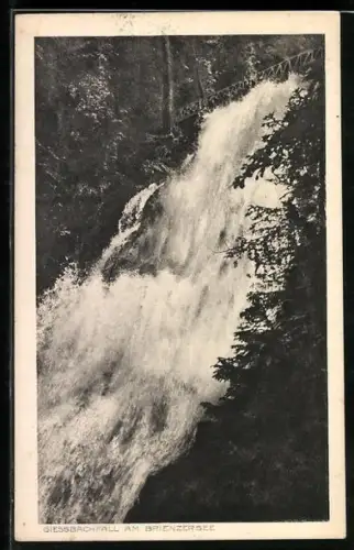 AK Giessbachfall am Brienzersee, Wasserfall mit Zuschauerplattform