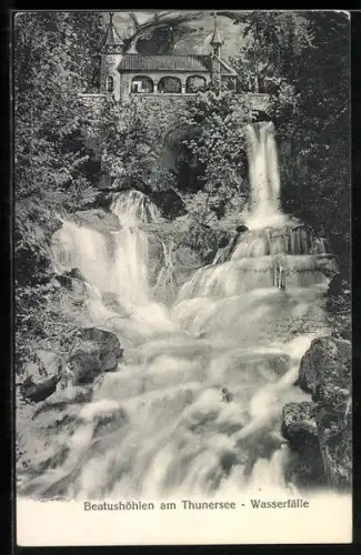 AK Wasserfälle am Thunersee mit den Beatushöhlen