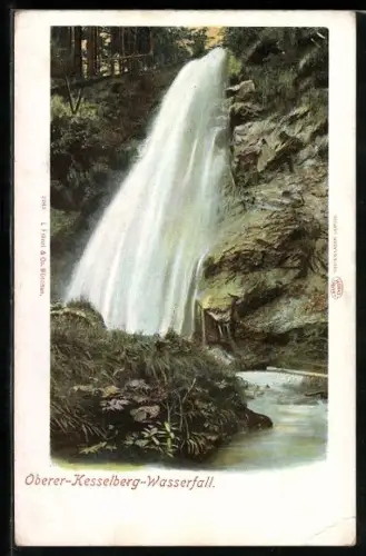 AK Oberer-Kesselberg-Wasserfall, Aufnahme vom Sturzbecken aus