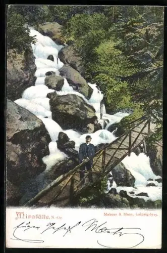 AK Mirafälle /N.-Oe., Brücke mit Besucher