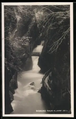 AK Sigmund Thun Klamm, Mittelpartie mit Wasserfall