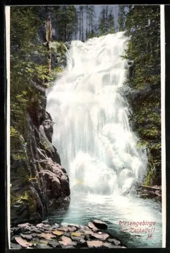 AK Zackelfall /Riesengebirge, Der Wasserfall mit Sturzbecken