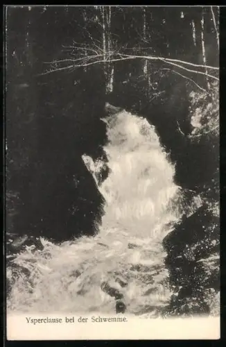 AK Ysperklause bei der Schwemme, Wasserfall mit umliegenden Bäumen