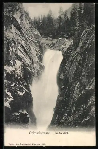 AK Handeckfall /Grimselstrasse, Der Handeckfall mit anliegendem Wald