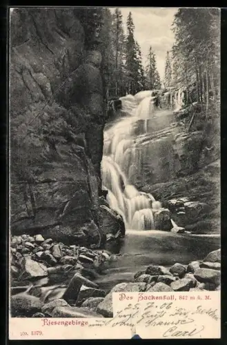 AK Zackenfall /Riesengebirge, Der Zackenfall mit Sturzbecken