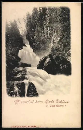 AK Bad-Gastein, Wasserfall beim Bade-Schloss