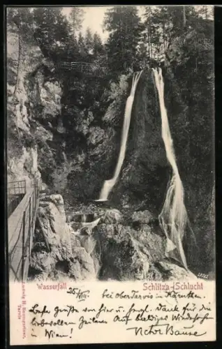 AK Schlitza-Schlucht, Wasserfall mit Besucherplattform