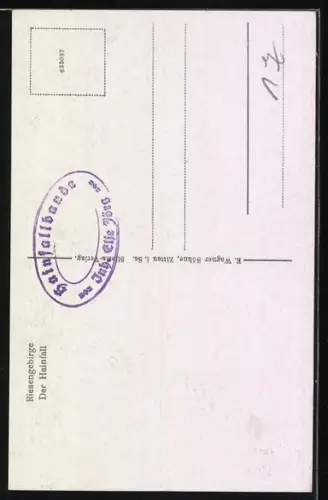 AK Hainfall /Riesengebirge, Der Hainfall mit Sturzbecken
