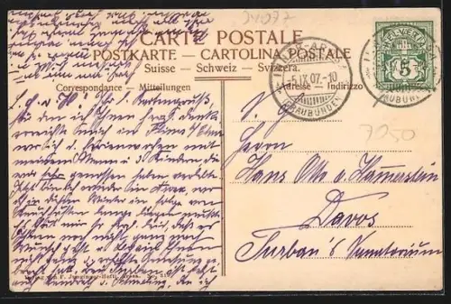 AK Arosa, Obersee mit Schiesshorn, Ortspartie