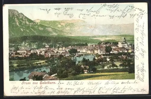 AK Solothurn, Ortsansicht mit Brücke aus der Vogelschau