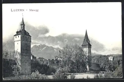 AK Luzern, Musegg, Panorama mit Türmen