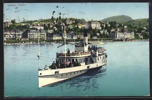 AK Luzern, Halde, Panorama mit Dampfer