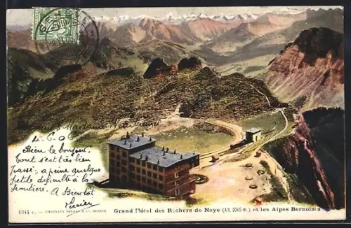 AK Rochers de Naye, Grand Hotel des Rochers de Naye et les Alpes Bernoises