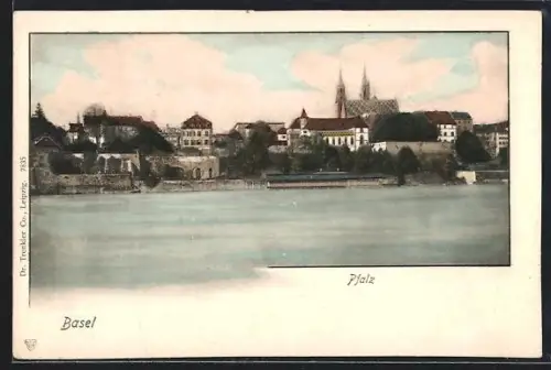 AK Basel, Pfalz, Panorama vom Wasser aus