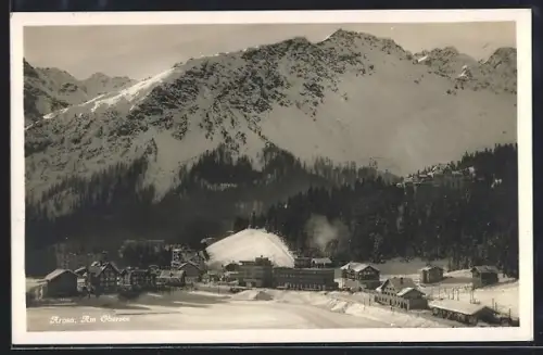AK Arosa, Am Obersee, Ortsansicht im Winter