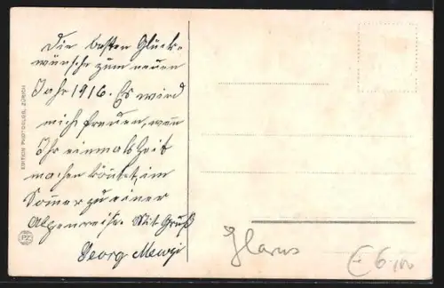 AK Mühlehorn, Ortsansicht mit See und Churfirsten aus der Vogelschau