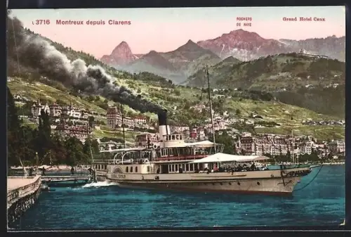 AK Montreux, Montreux depuis Clarens, Rochers de Naye, Grand Hotel Caux
