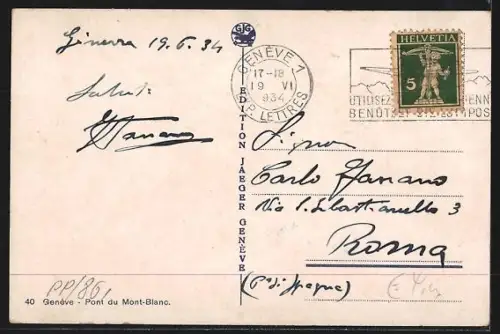 AK Genf, Brücke Mont-Blanc