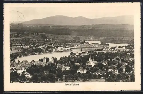 AK Rheinfelden, Totalansicht mit Brücke aus der Vogelschau