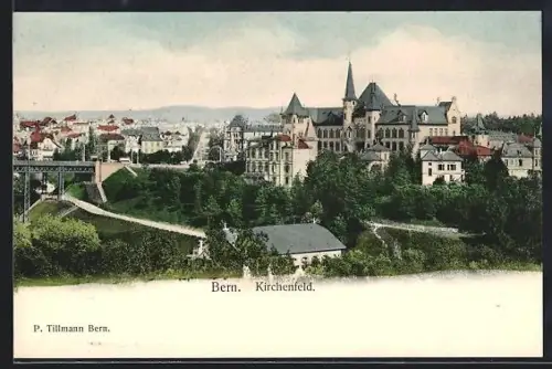 AK Bern, Kirchenfeld, Ortspanorama mit Turmgebäude u. Brücke
