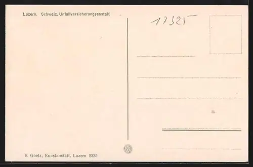 AK Luzern, Schweiz. Unfallversicherungsanstalt mit Umgebung aus der Vogelschau